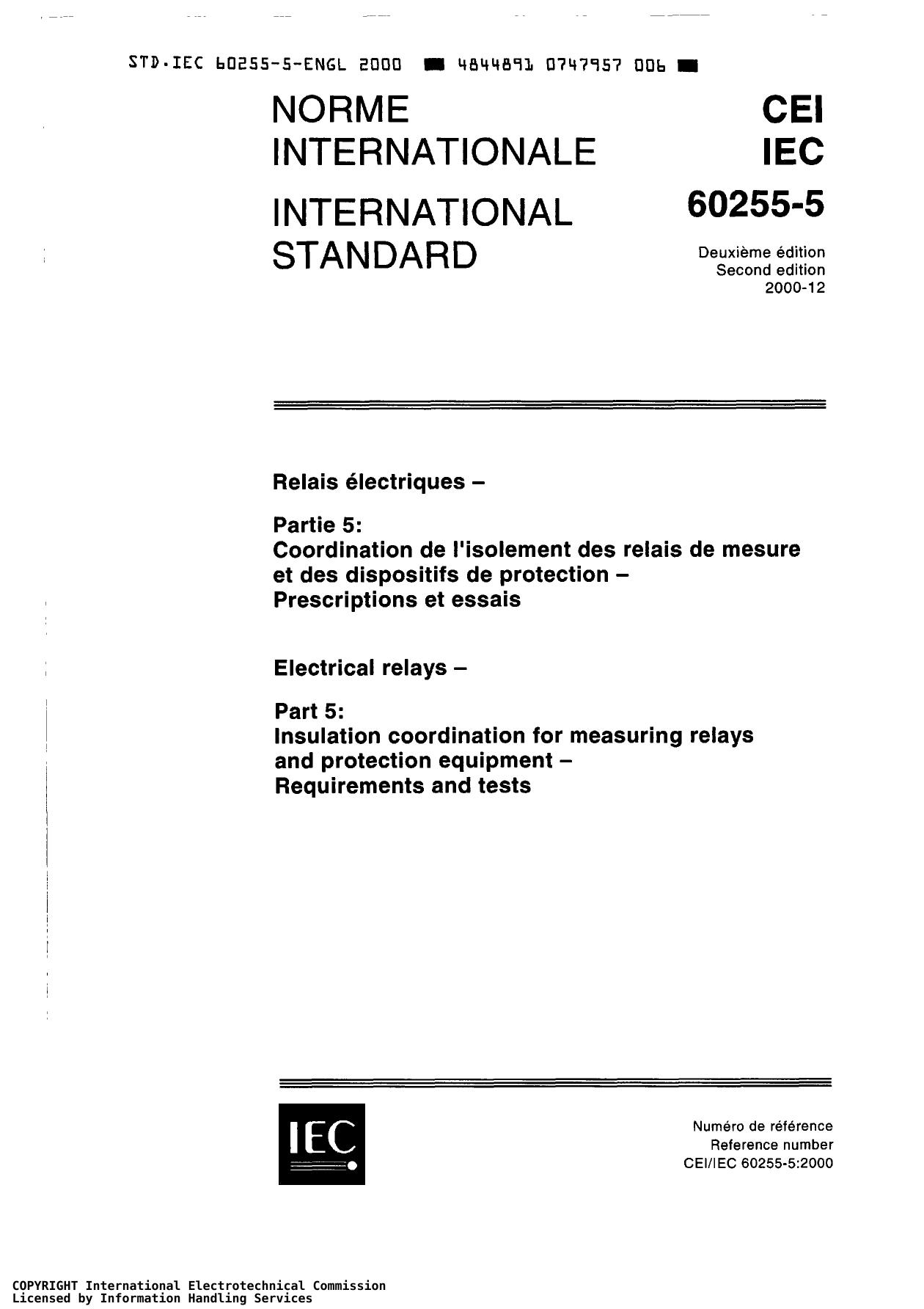 IEC 60255-5 Electrical relays by Insulation coordination for measuring relays & protection equip (1)