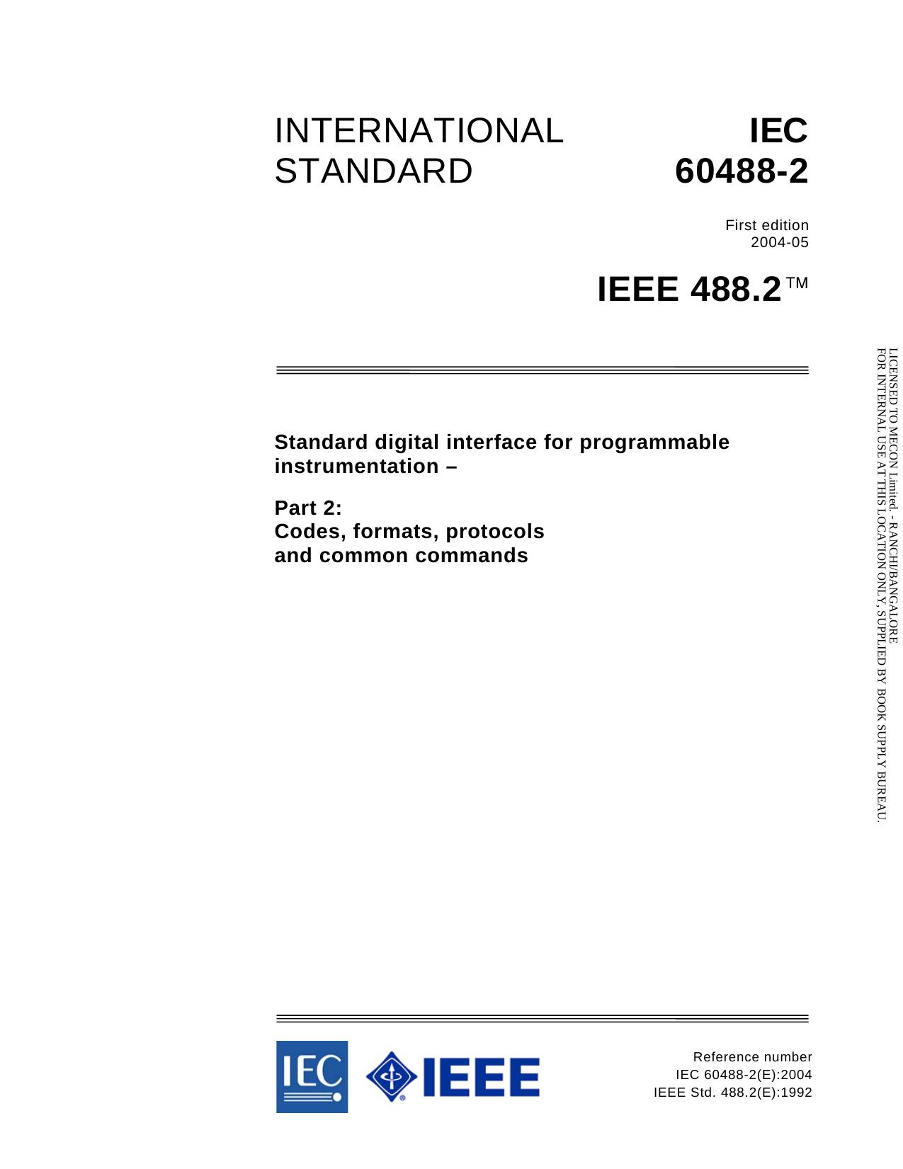 IEC 60488-2-2004 (IEEE 488.2) by Unknown