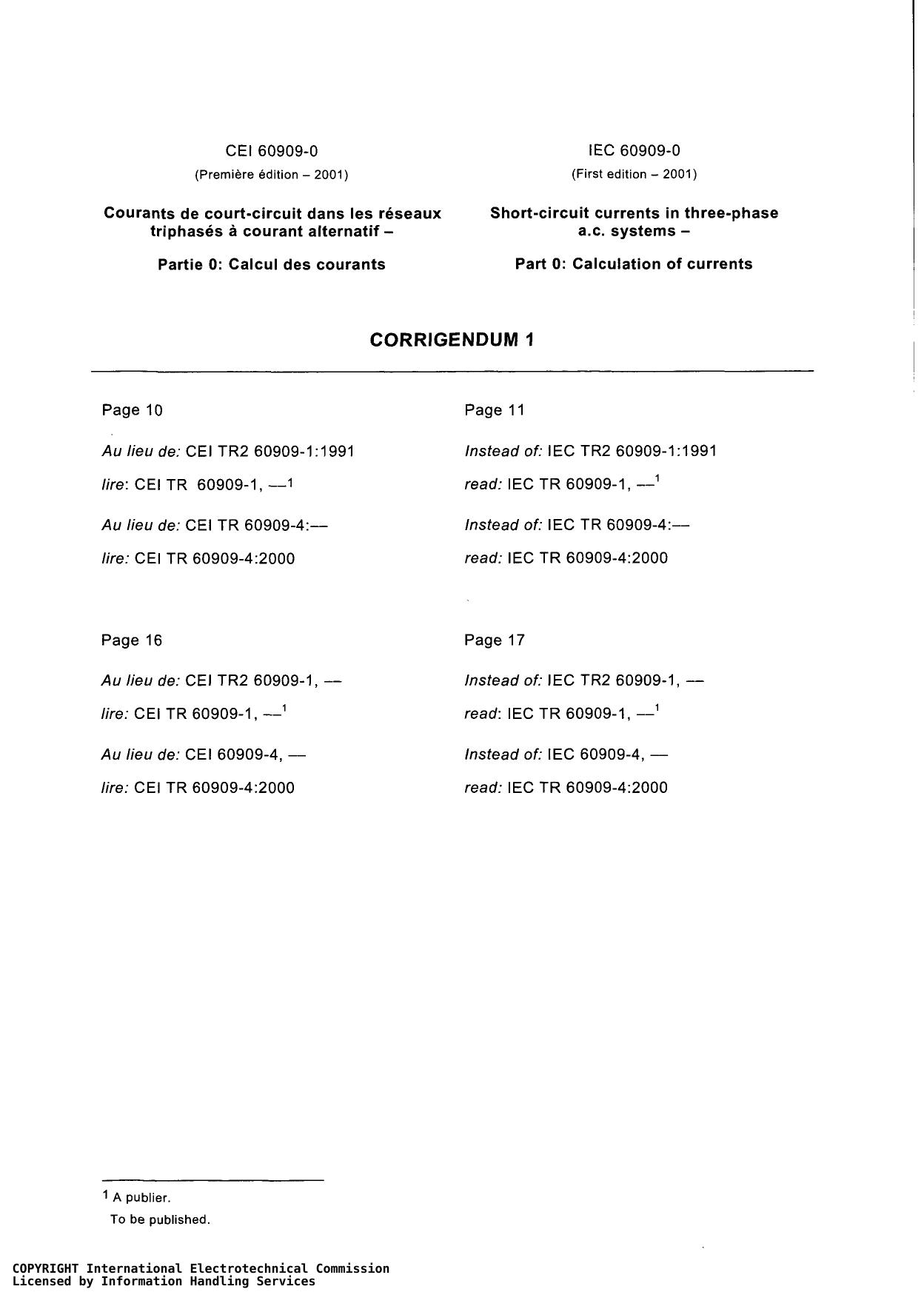 IEC 60909-0 Short-circuit currents in three-phase a.c. systems by Calculation of currents
