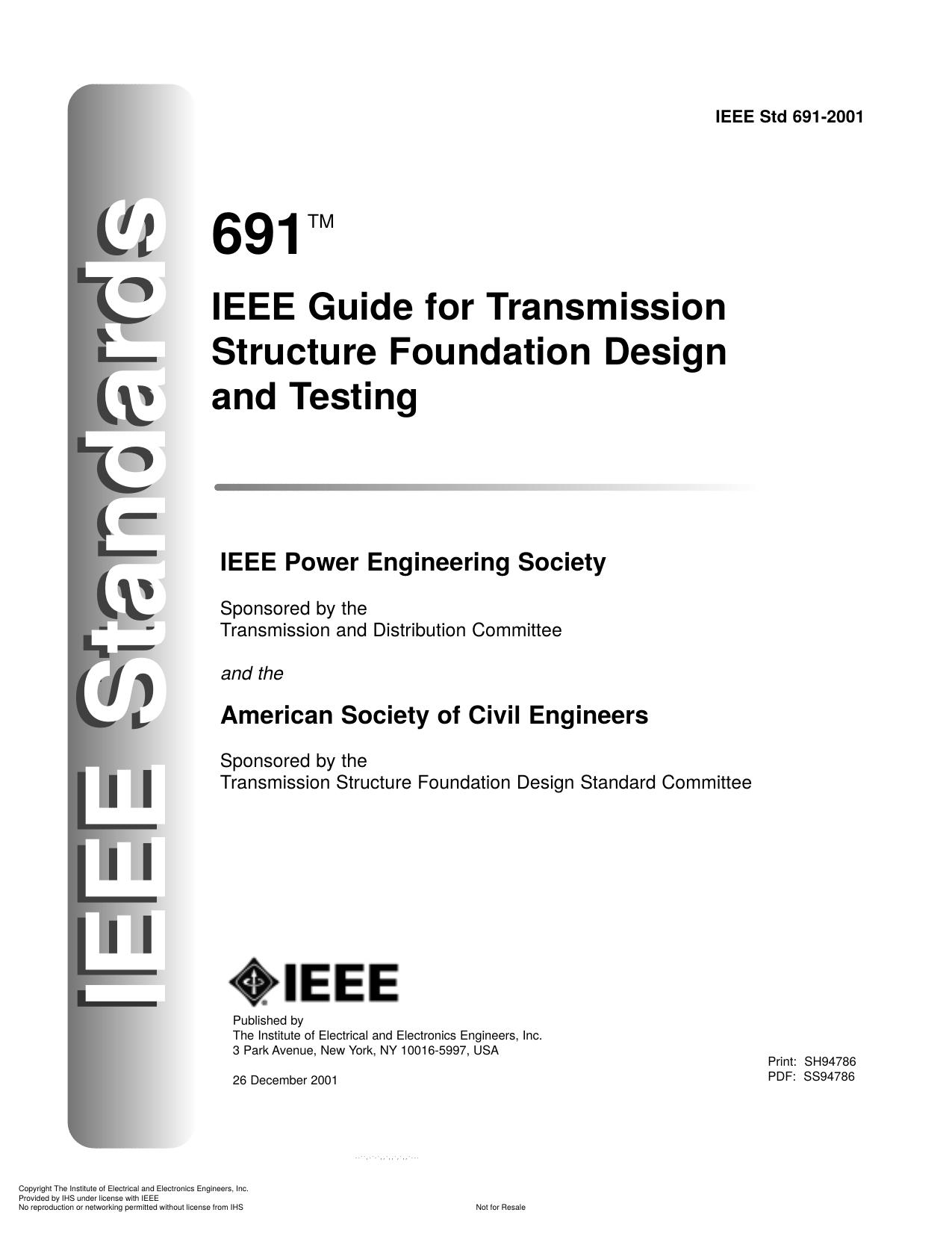 IEEE Guide for Transmission Structure Foundation Design and Testing by Transmission & Distribution Committee