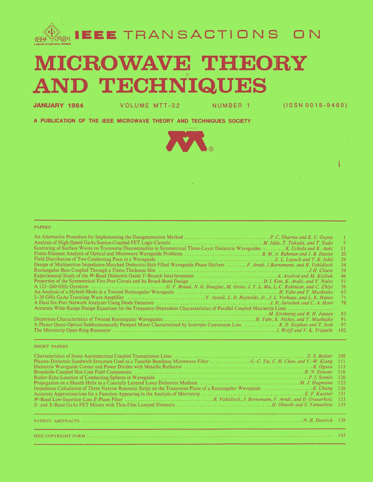 IEEE MTT-V032-I01 (1984-01) by FANTOMASPING
