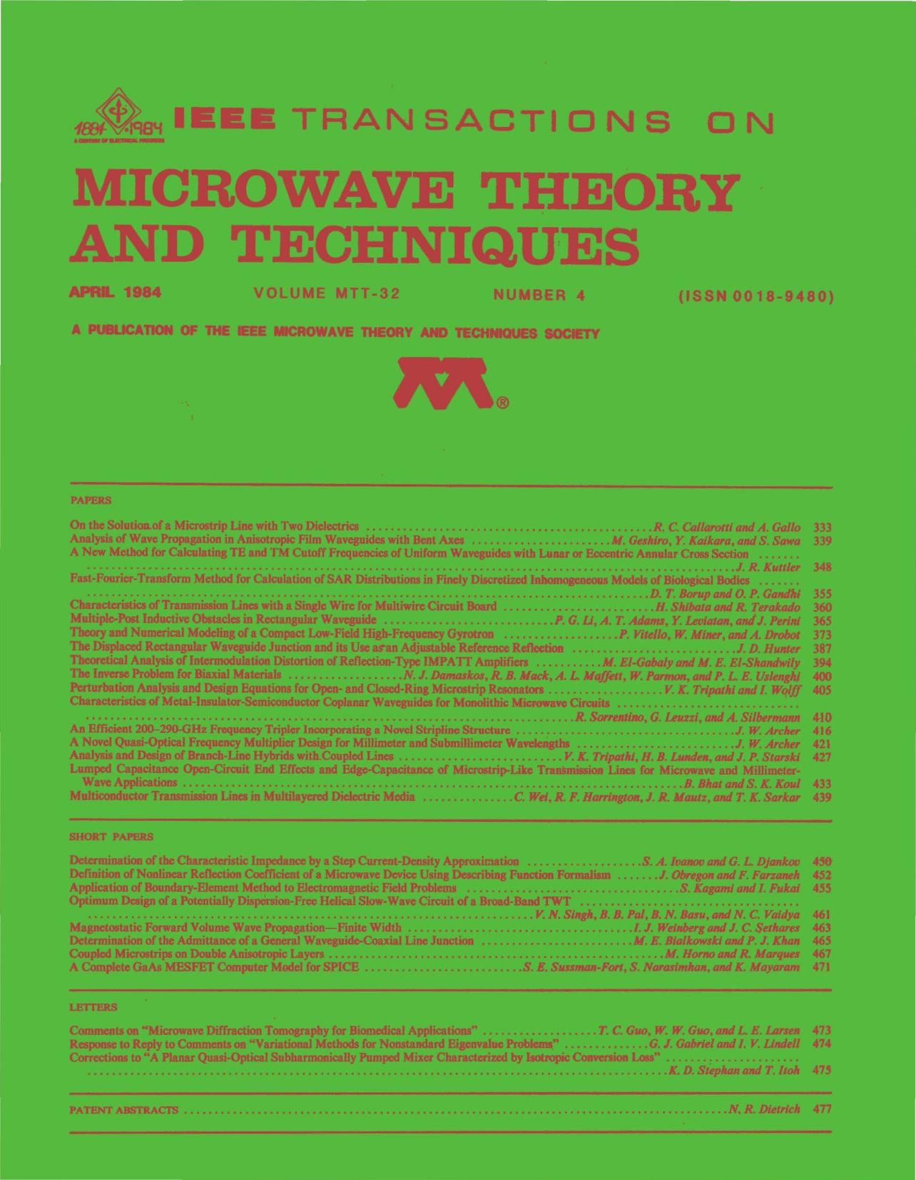 IEEE MTT-V032-I04 (1984-04) by FANTOMASPING