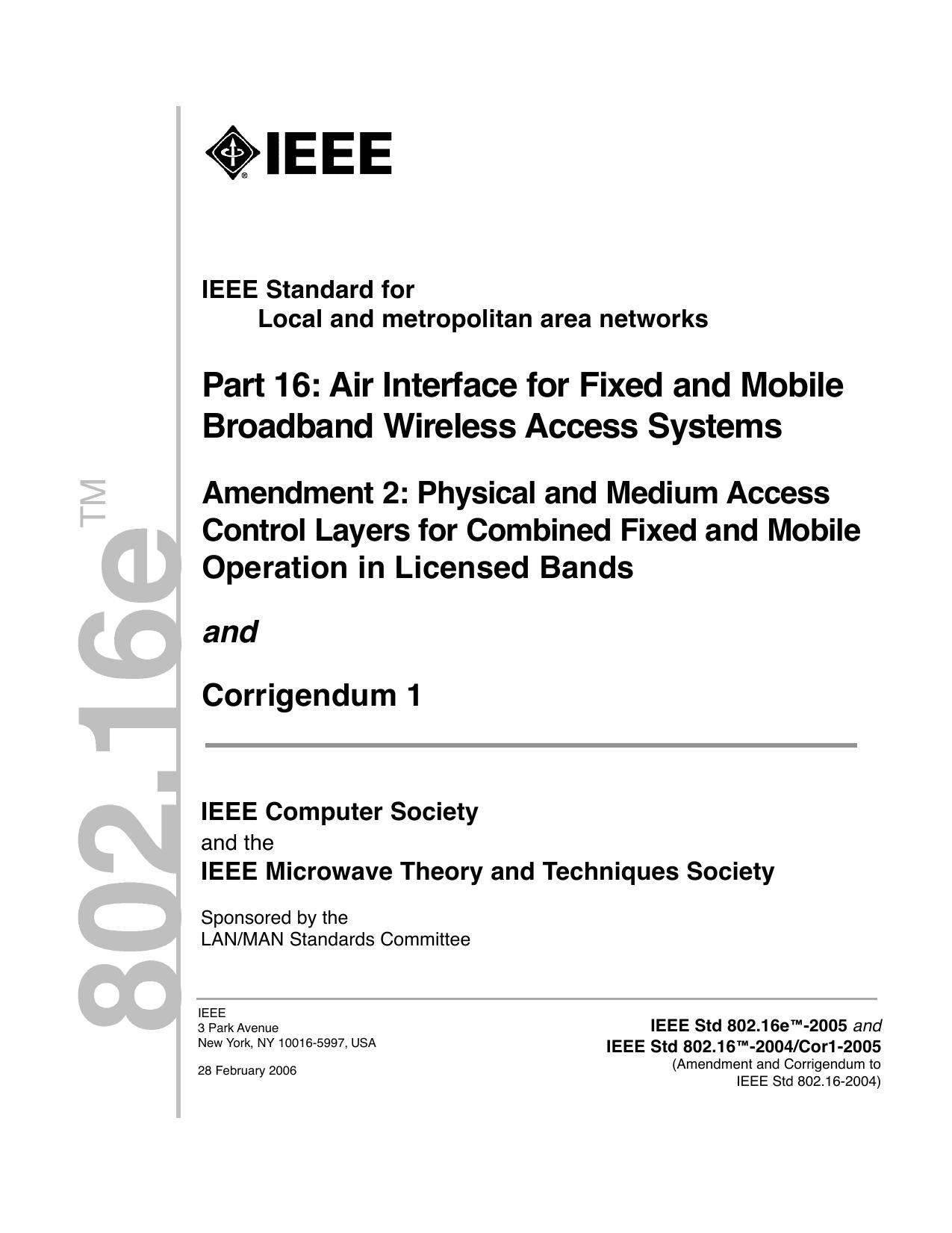 IEEE STD 802.16e - Standard for Local by Institute of Electrical and Electronics Engineers