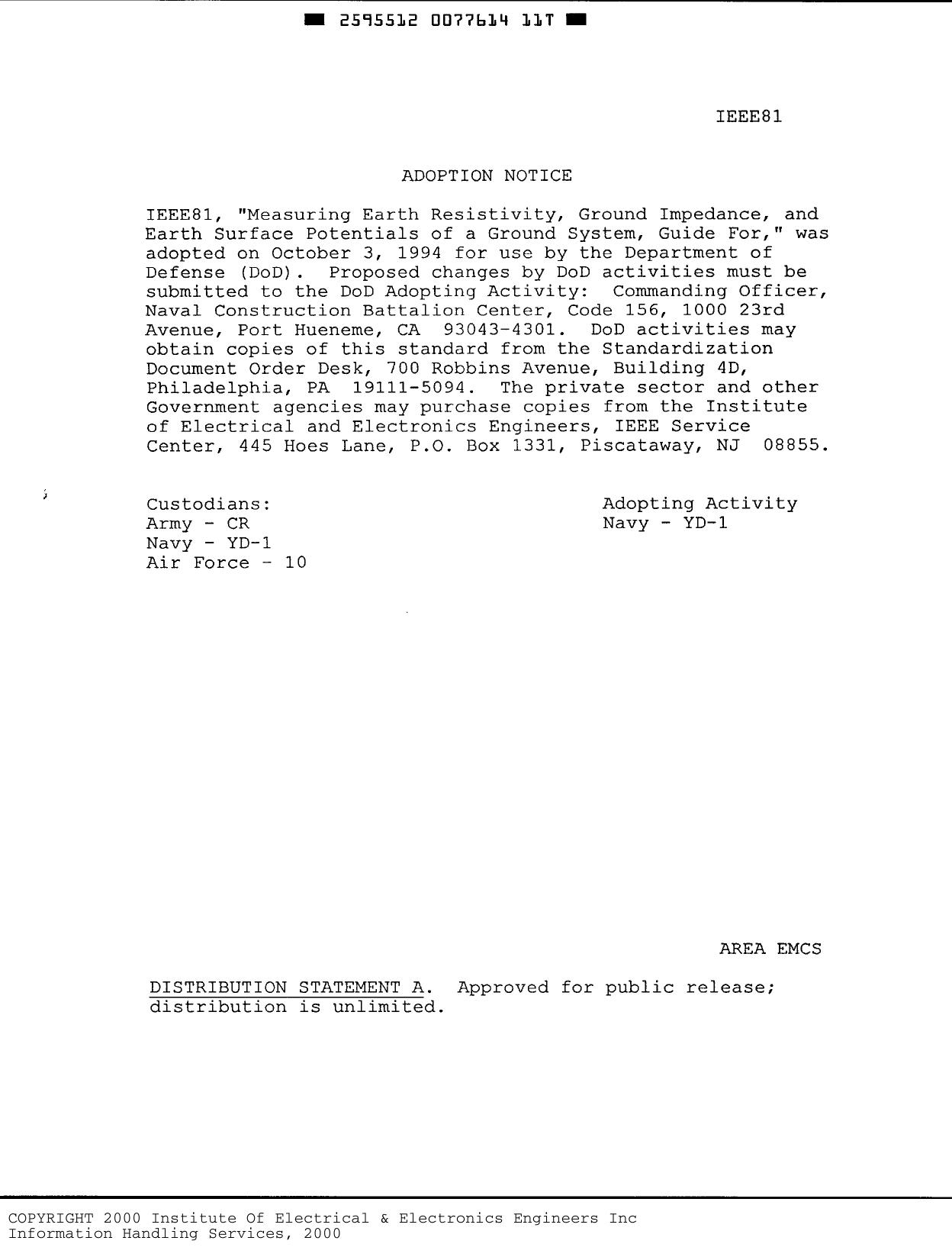 IEEE Std 81 Guide for measuring earth resistivity-Ground Impedanc by Unknown