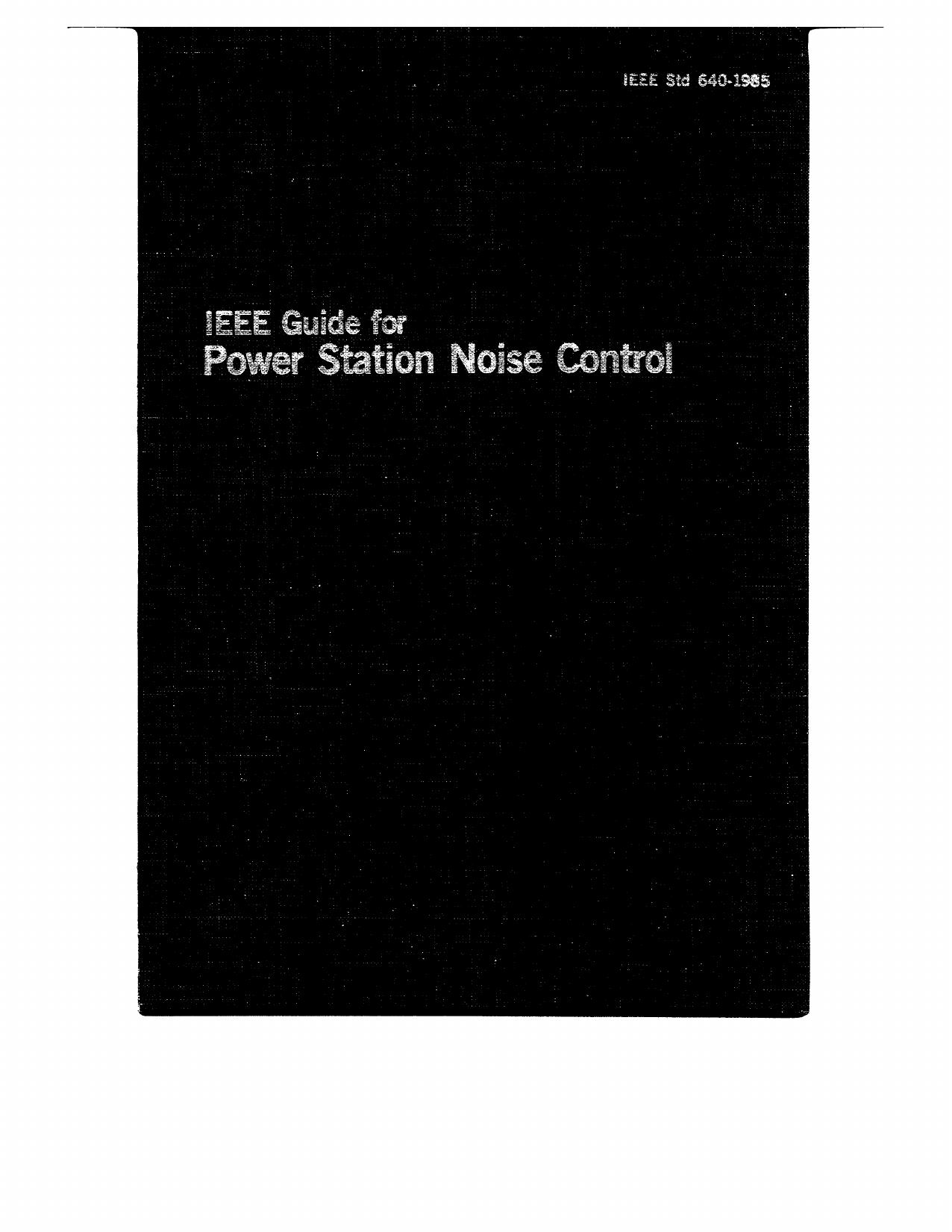 IEEE guide for power-station noise control - IEEE Std 640-1985 by IEEE