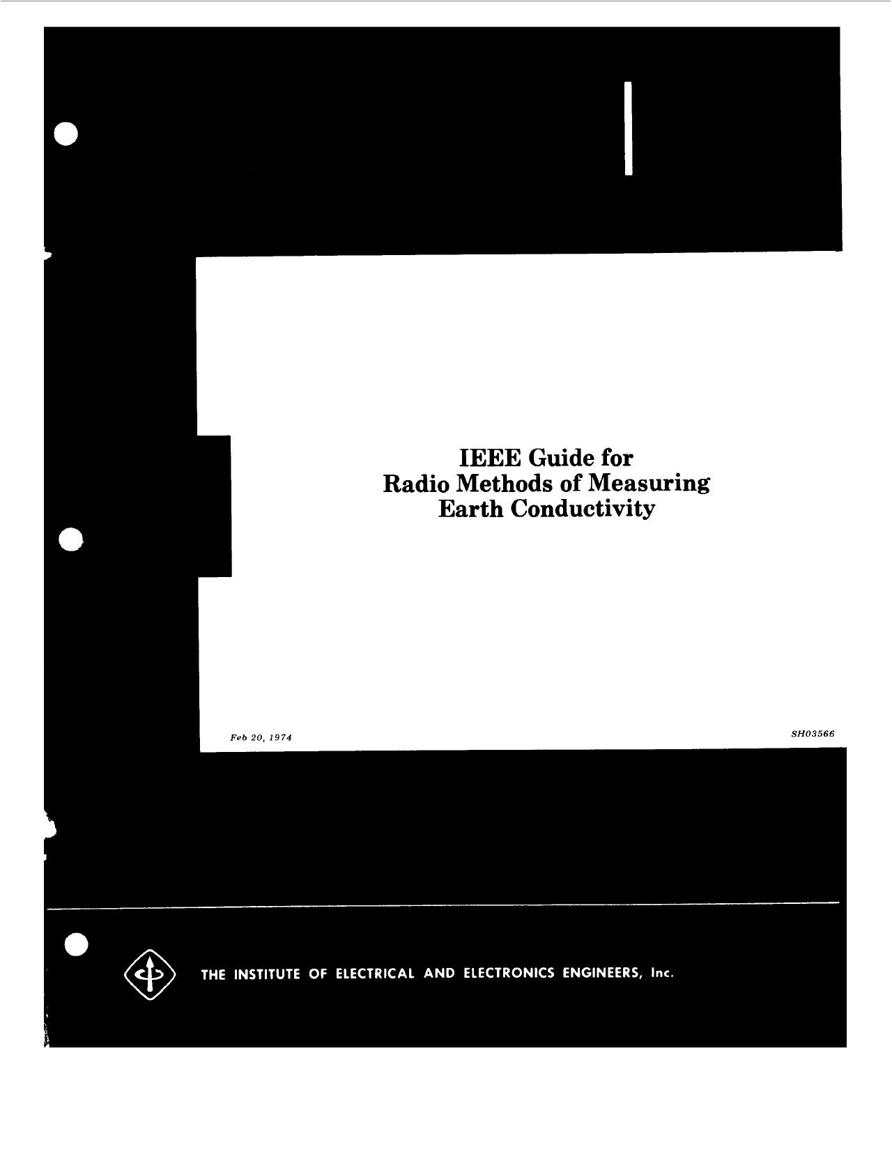 IEEE guide for radio methods of measuring earth conductivity - IEEE Std 356-1974 by IEEE