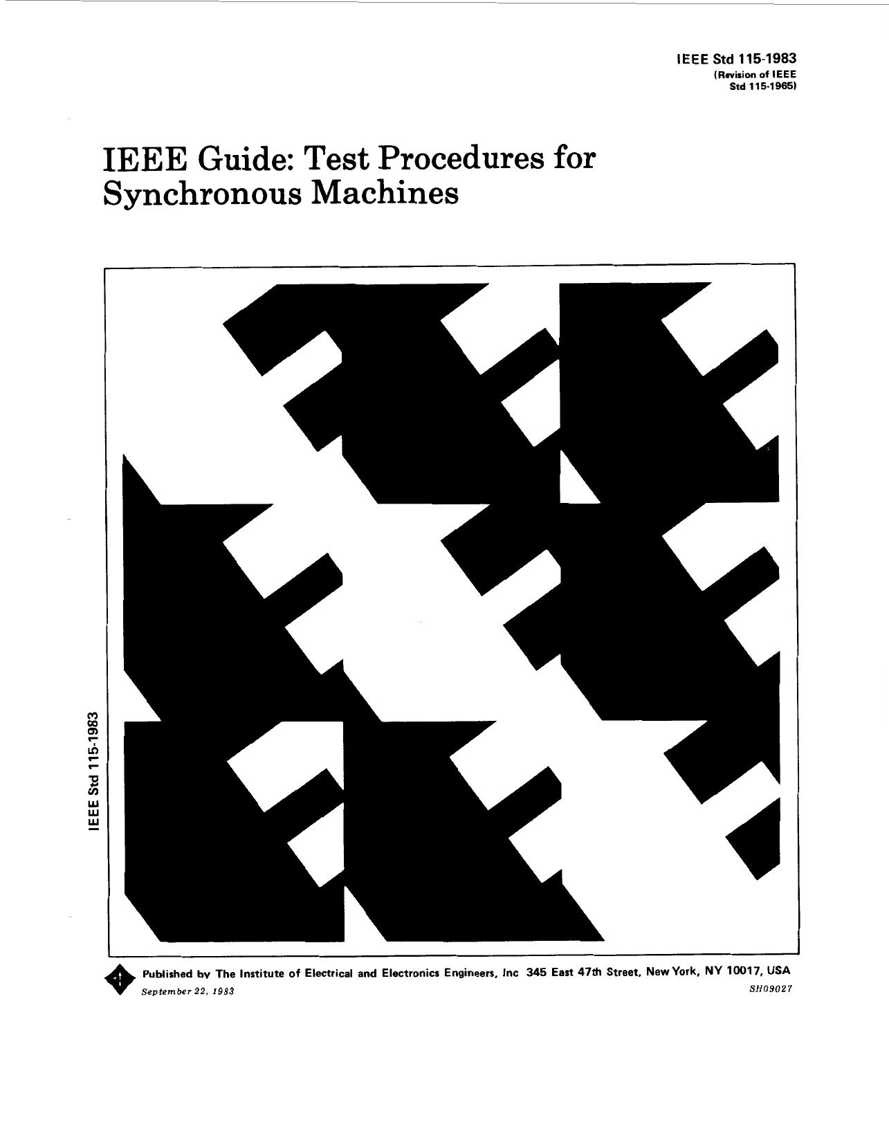 IEEE guide: test procedures for synchronous machines - IEEE Std 115-1983 by IEEE