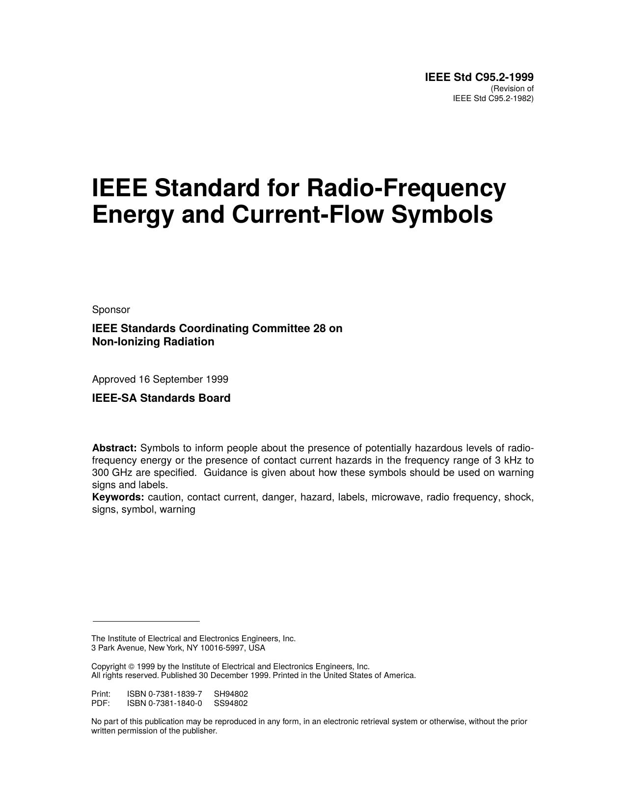 IEEE standard for radio-frequency energy and current-flow symbols - IEEE Std C95.2-1999 by IEEE