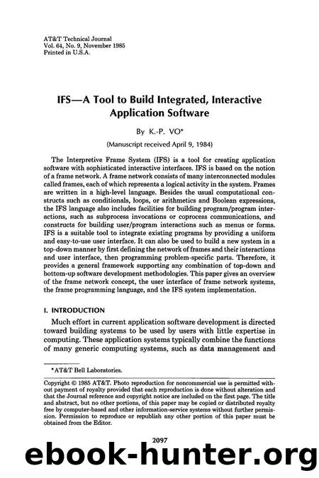 IFSA Tool to Build Integrated, Interactive Application Software by Unknown
