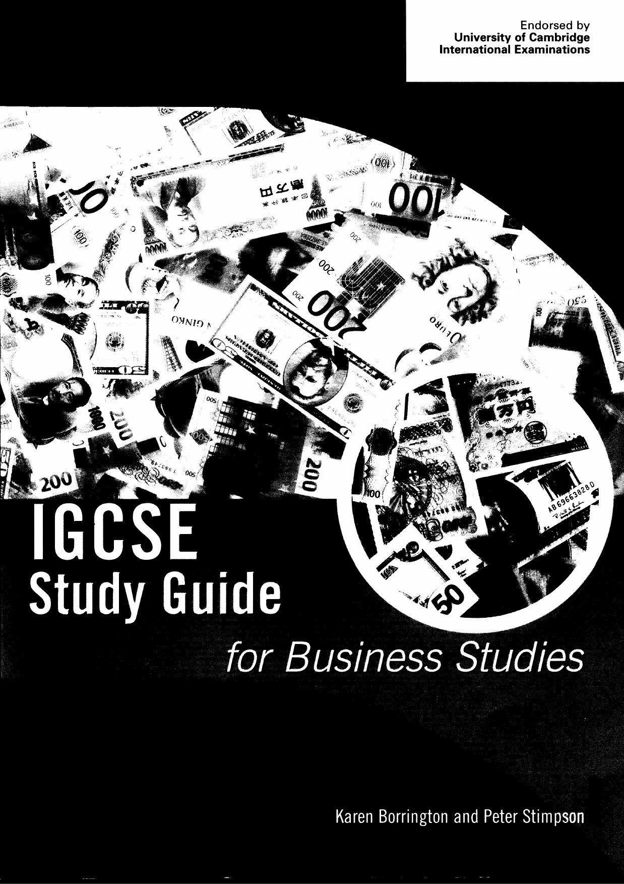 IGCSE Study Guide for Business Studies (IGCSE Study Guides) by Peter Stimpson Karen Borrington
