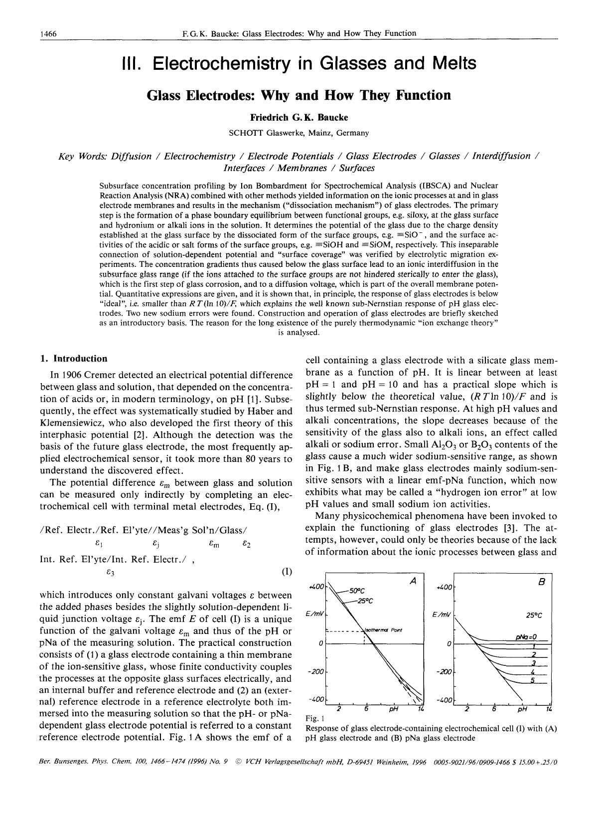 III. Electrochemistry in Glasses and Melts. Glass electrodes: Why and how they function by Unknown
