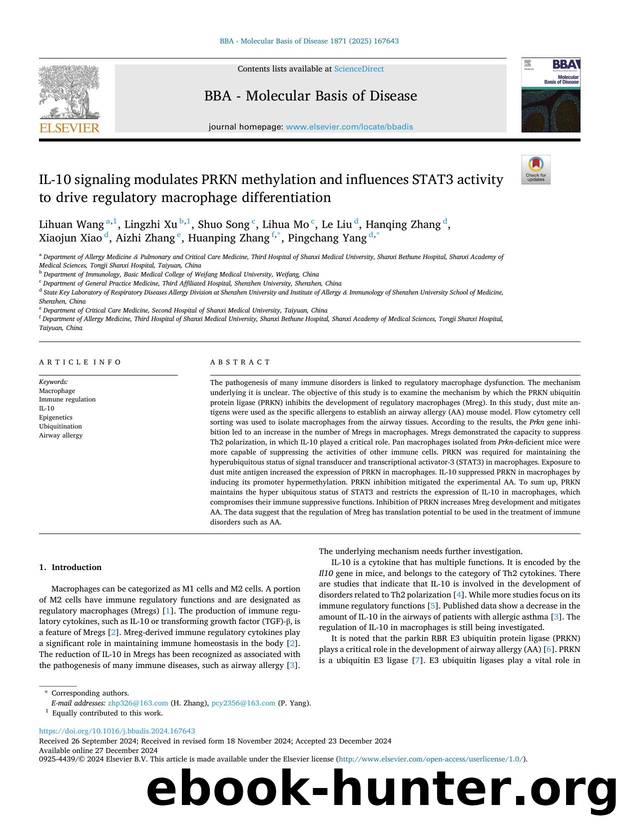 IL-10 signaling modulates PRKN methylation and influences STAT3 activity to drive regulatory macrophage differentiation by unknow