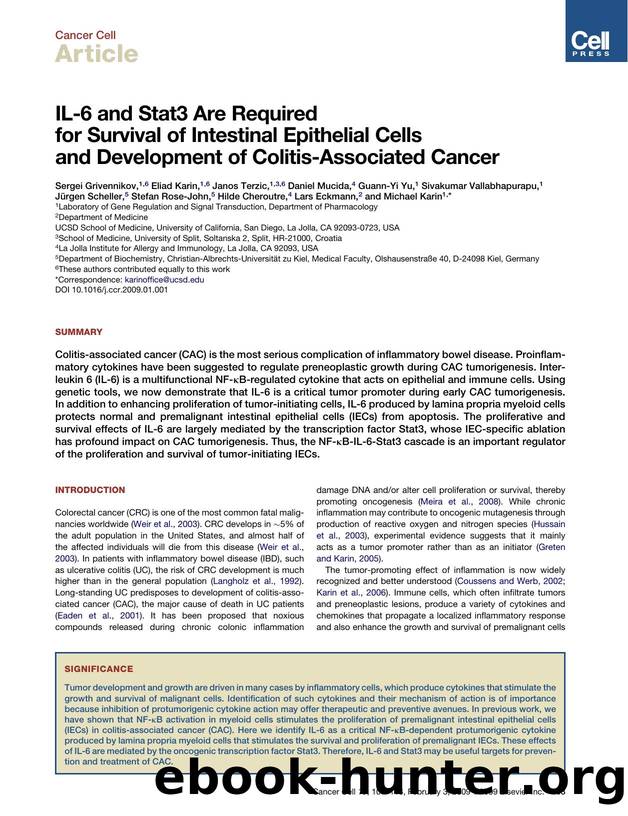 IL-6 and Stat3 Are Required for Survival of Intestinal Epithelial Cells and&nbsp;Development of Colitis-Associated Cancer by unknow