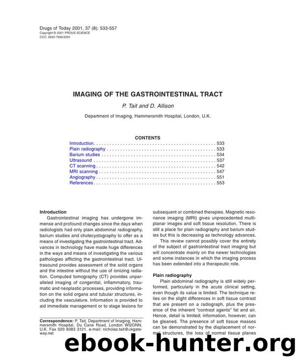 IMAGING OF THE GASTROINTESTINAL TRACT by Prous Science (c) 2001