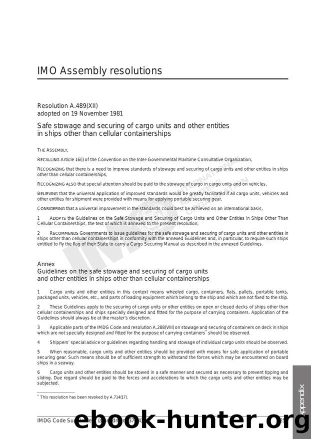 IMO Assembly Resolutions by Redistributed by Regs4ships Ltd