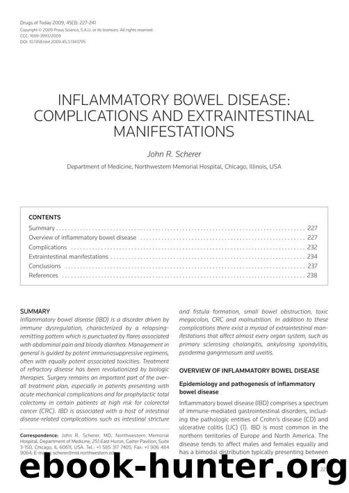 INFLAMMATORY BOWEL DISEASE: COMPLICATIONS AND EXTRAINTESTINAL MANIFESTATIONS by Copyright 2009 Prous Science S.A.U. or its licensors