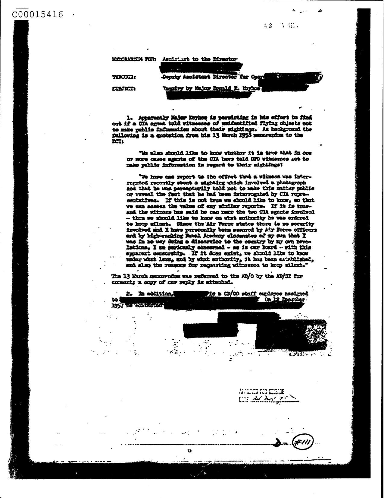 INQUIRY BY MAJOR DONALD E. KEYHOE (DELETED) by Unknown