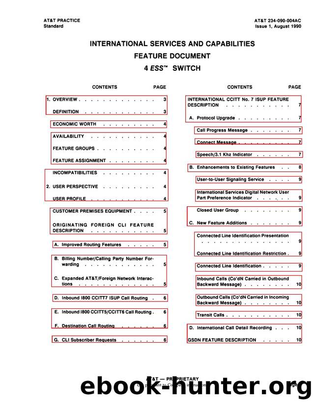 INTERNATIONAL SERVICES AND CAPABILITIES FEATURE DOCUMENT 4 ESS SWITCH by Unknown