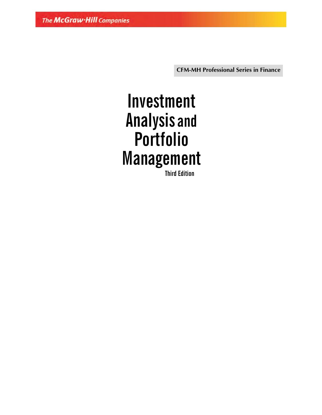 INVESTMENT ANALYSIS 3 E PRASANNA CHANDRA by Unknown