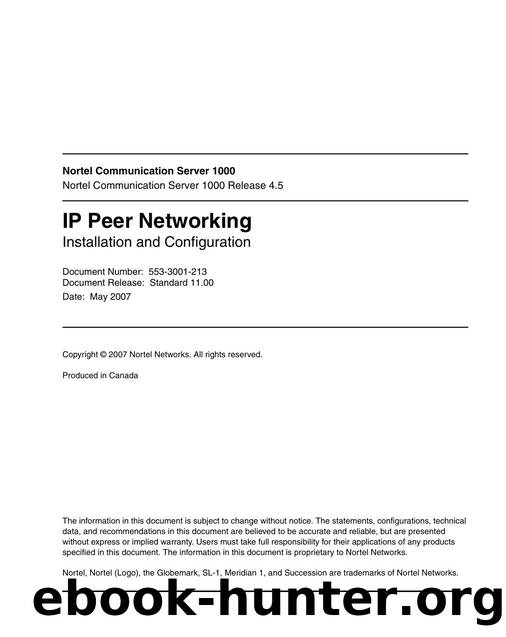 IP Peer Networking Installation and Configuration by Nortel