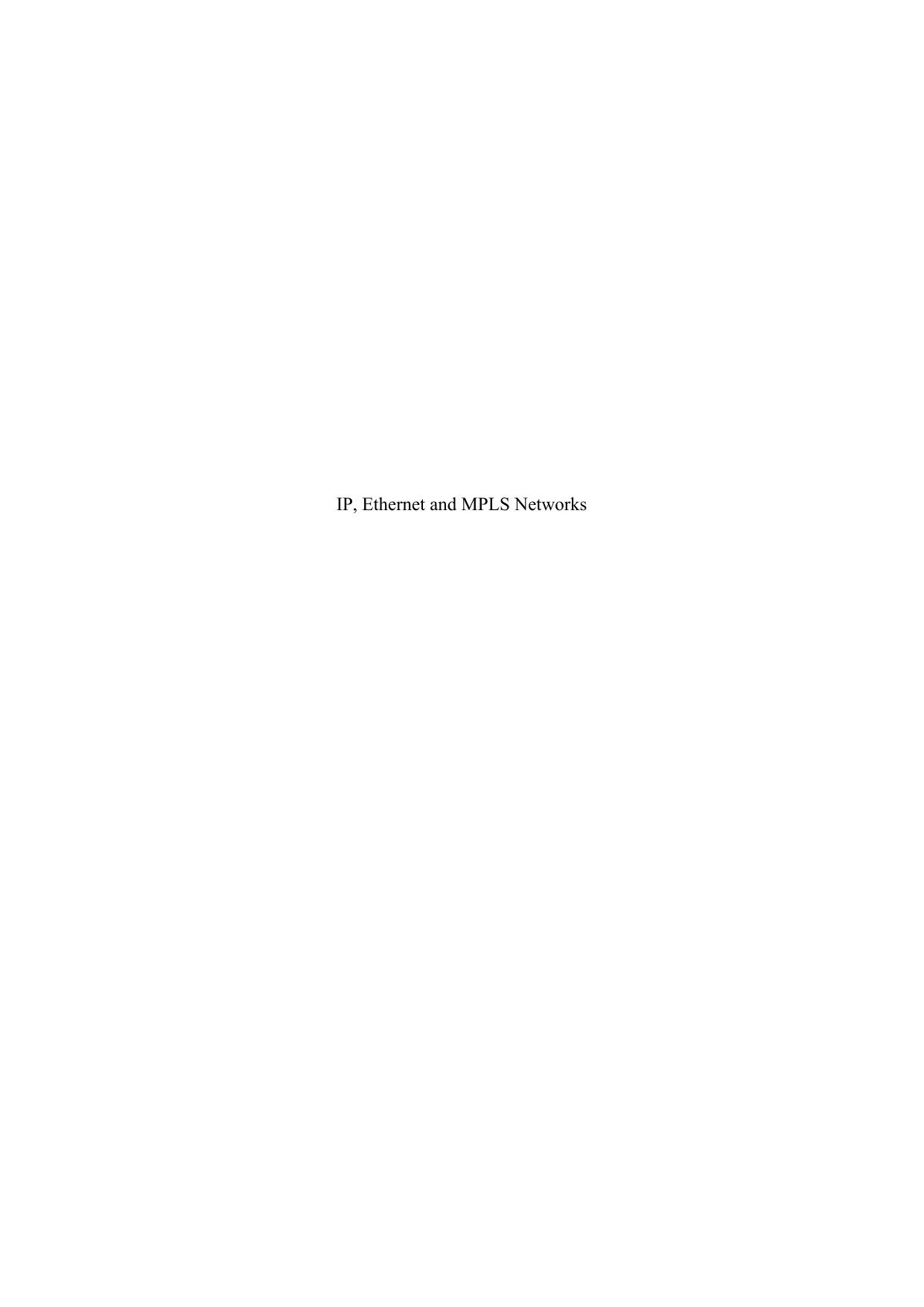 IP, Ethernet and MPLS Networks by Andre Perez(auth.)