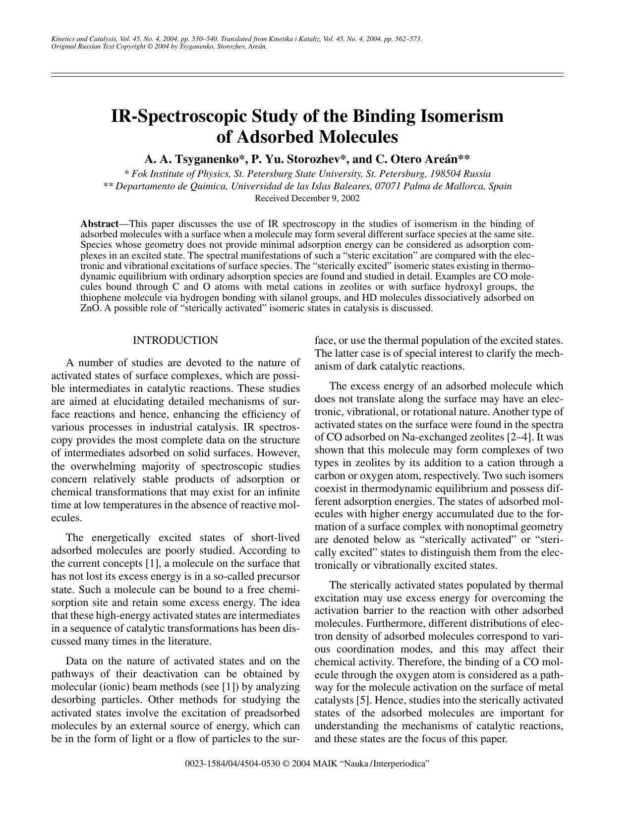 IR-Spectroscopic Study of the Binding Isomerism of Adsorbed Molecules by Unknown