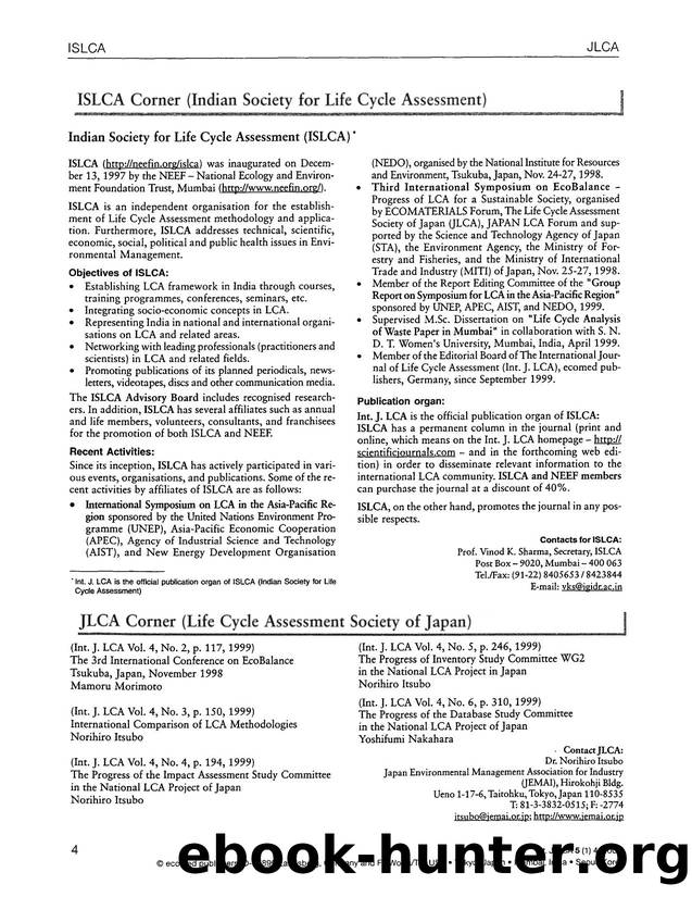 ISLCA corner (Indian Society for Life Cycle Assessment) by Unknown