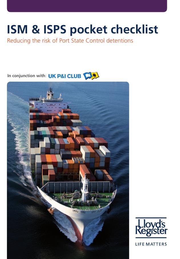 ISM and ISPS - pocket Checklist by Reducing the Risk of Port State Control Detentions