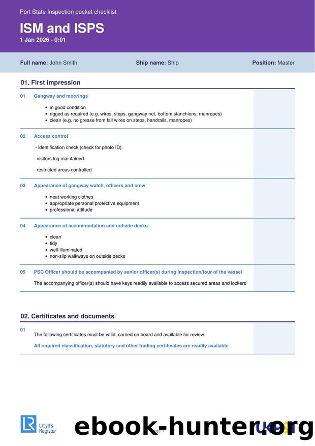 ISM and ISPS Codes Checklist by Unknown