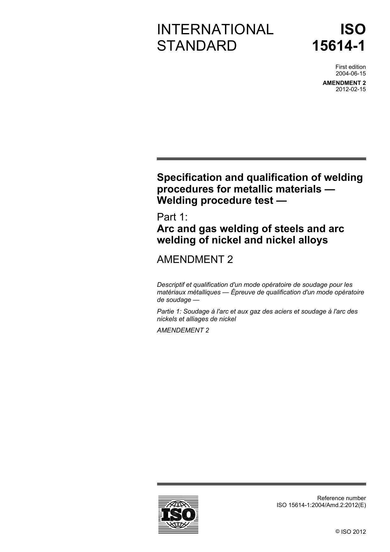 ISO 15614-1-2004 amd2-2012 by Unknown