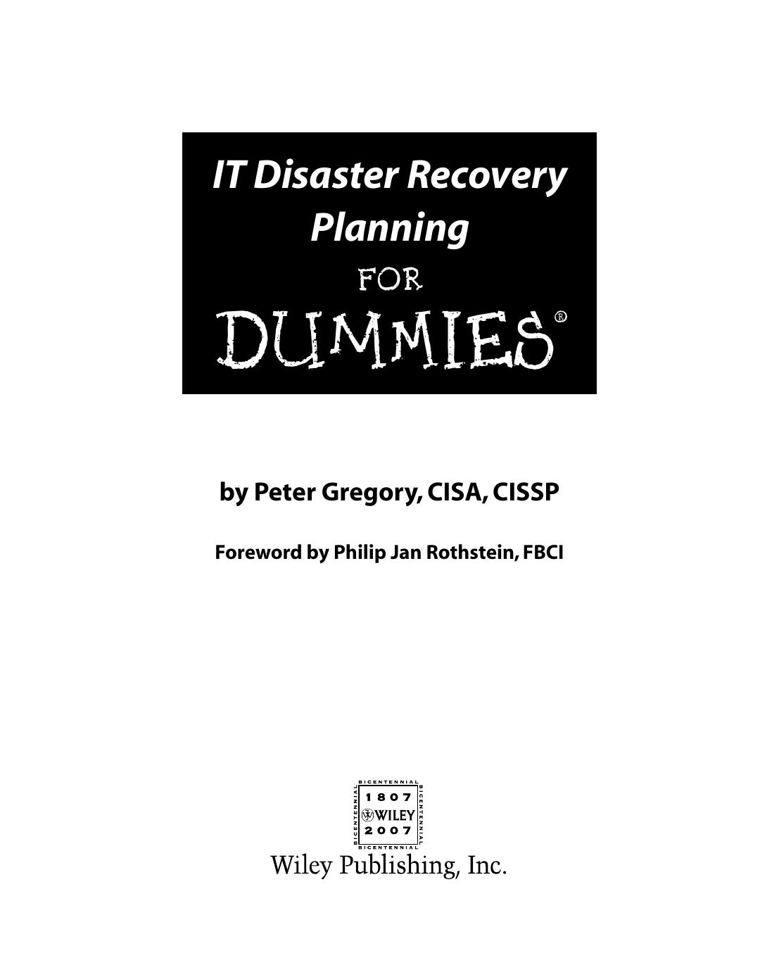 IT Disaster Recovery Planning For Dummies by Unknown
