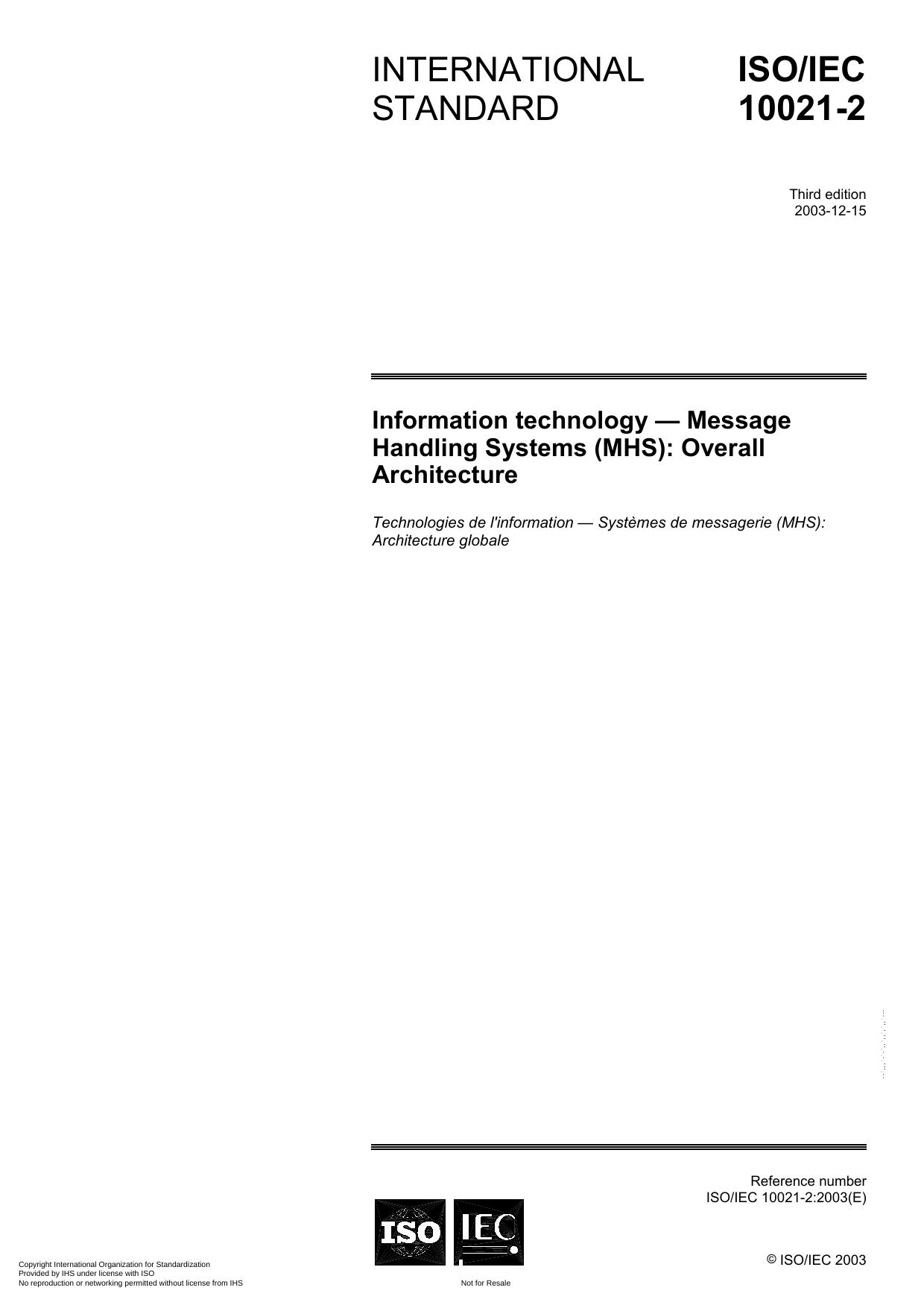 ITU-T Rec. X.402 (061999) Information technology - Message Handling Systems (MHS) - Overall Architecture by ITU-T