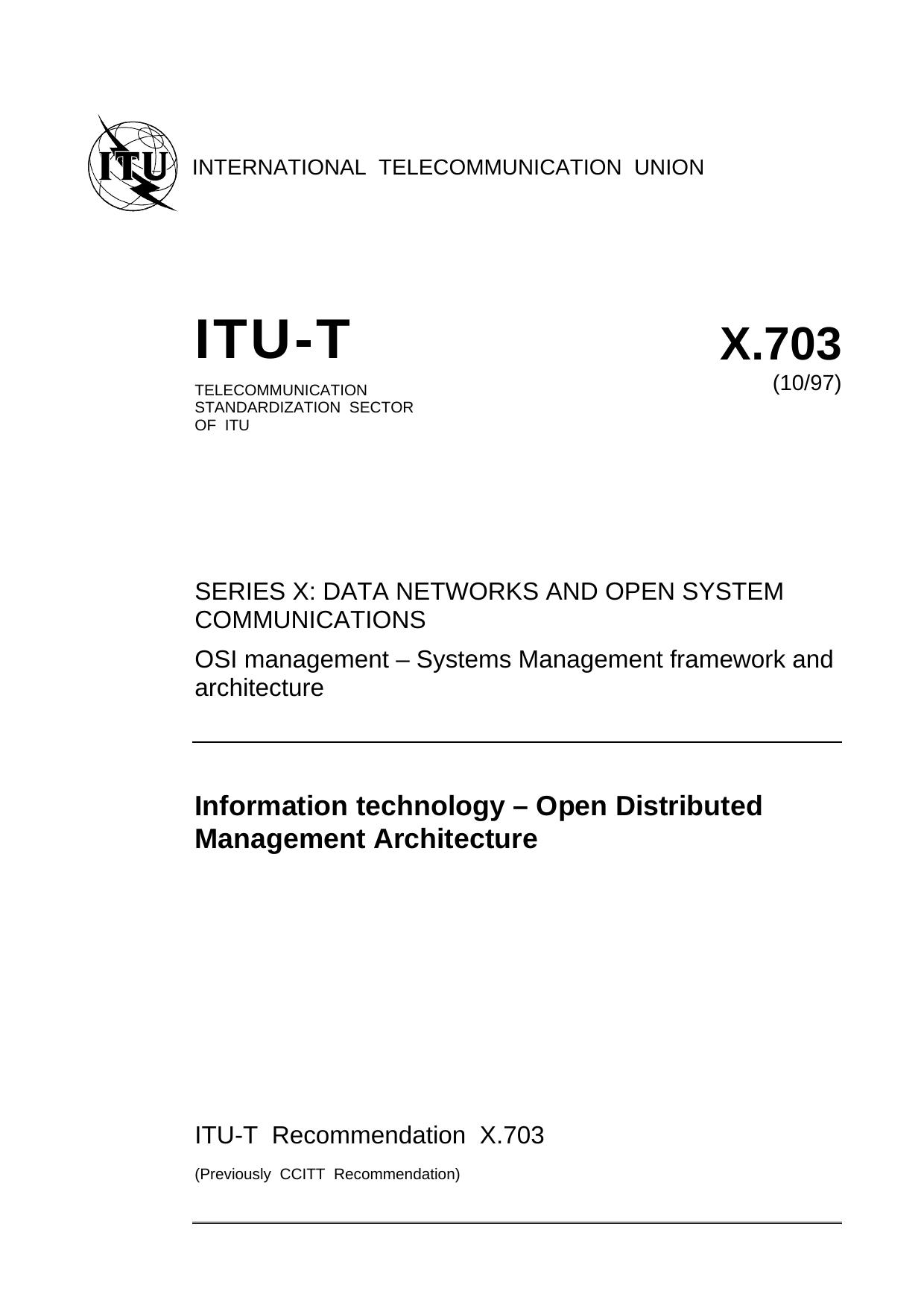 ITU-T Rec. X.703 (1097) Information technology - Open Distributed Management Architecture by ITU TSB