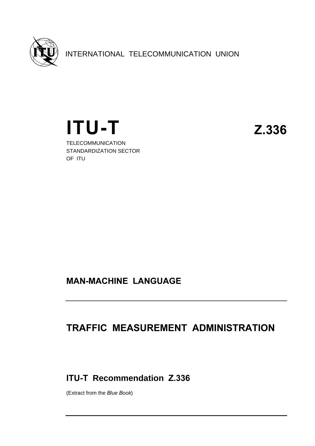 ITU-T Rec. Z.336 (1188) Traffic measurement administration by Blue Book