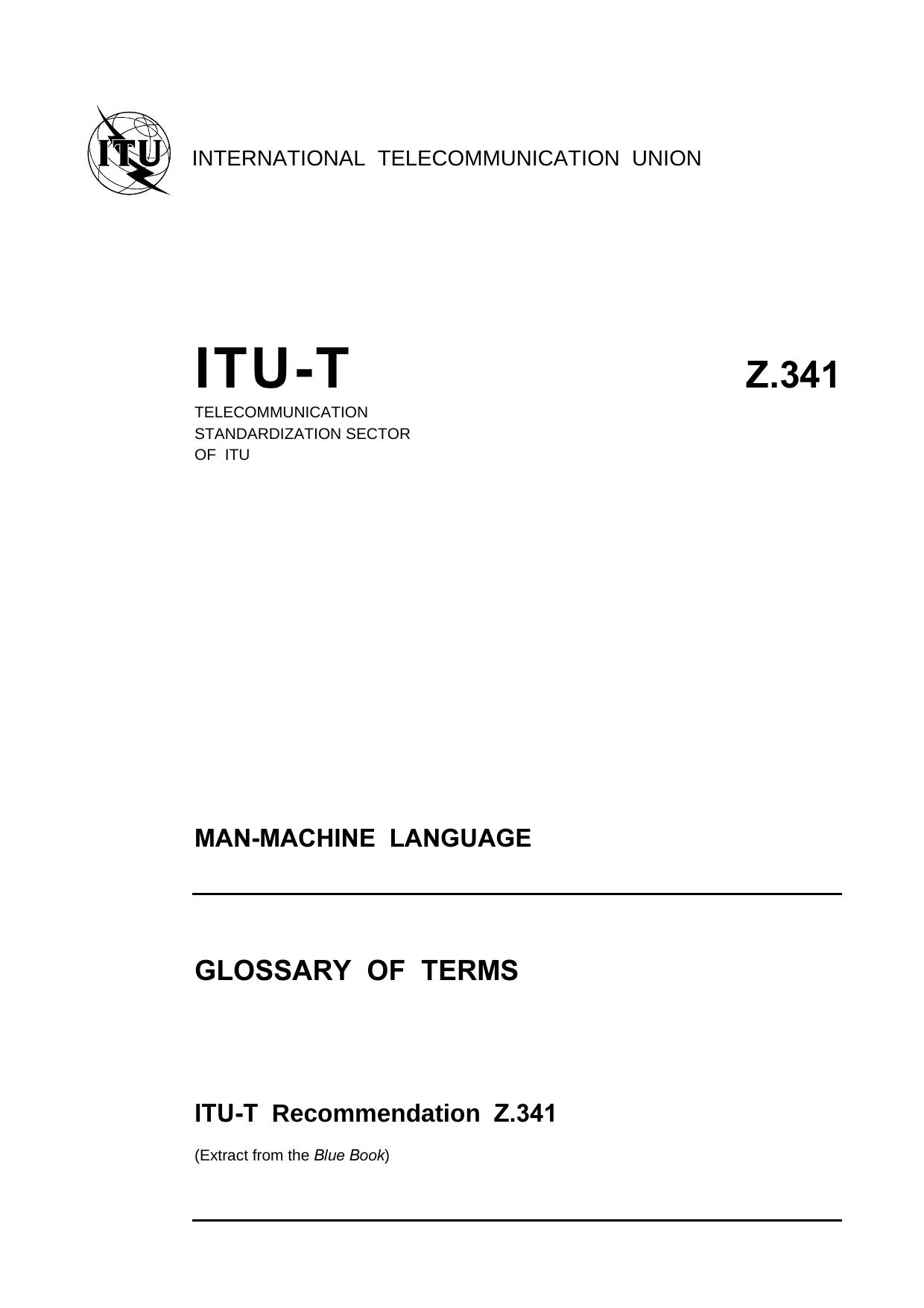 ITU-T Rec. Z.341 (1188) Glossary of terms by Blue Book
