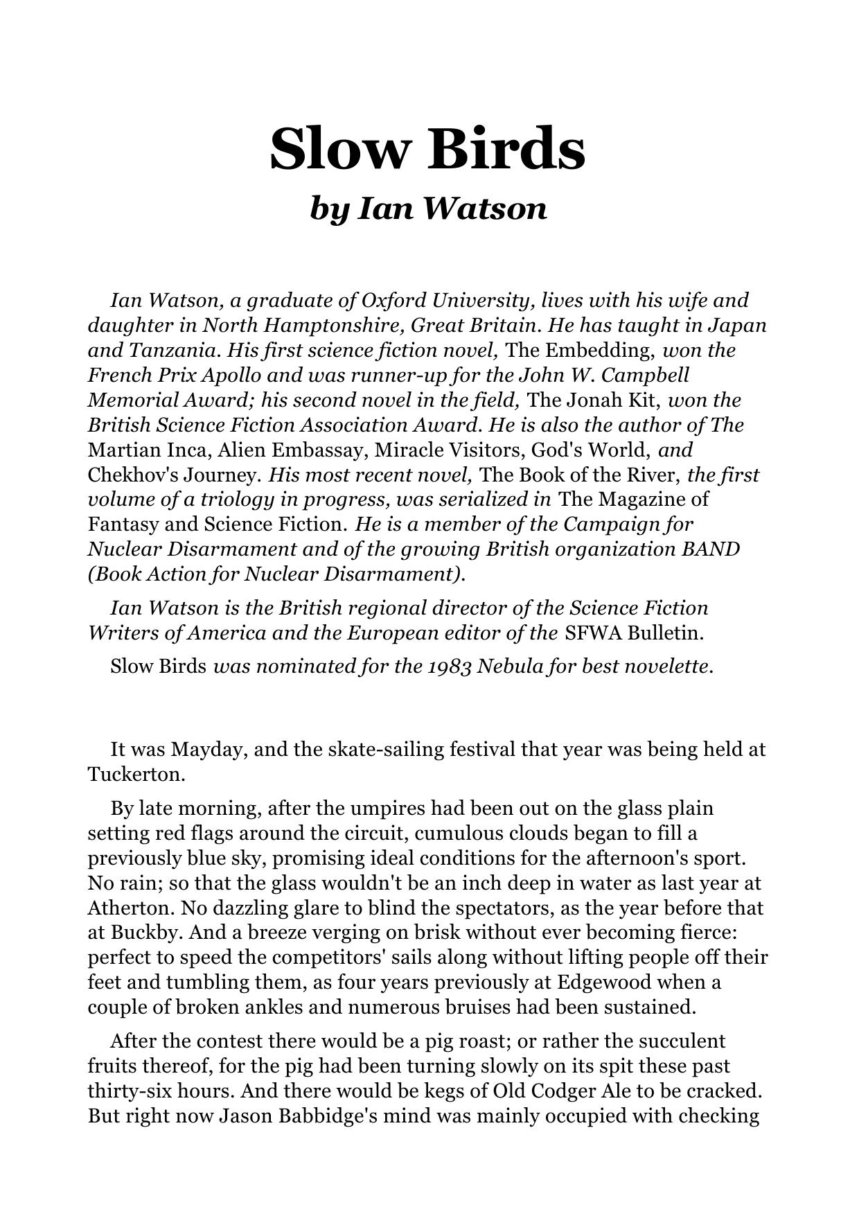 Ian Watson by Slow Birds