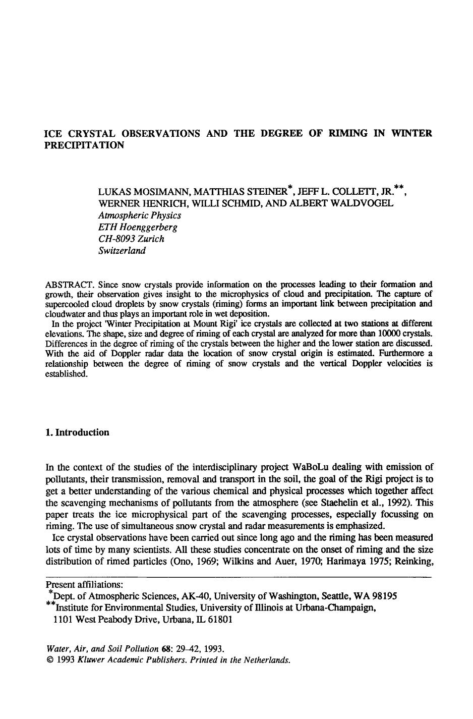 Ice crystal observations and the degree of riming in winter precipitation by Unknown