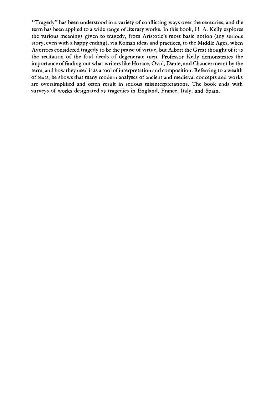 Ideas and Forms of Tragedy from Aristotle to the Middle Ages by Henry Ansgar Kelly