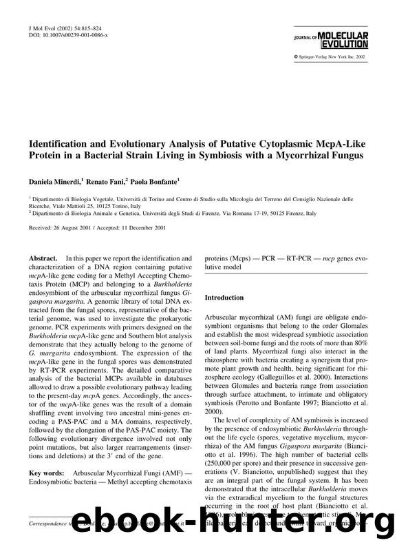 Identification and Evolutionary Analysis of Putative Cytoplasmic McpA-Like Protein in a Bacterial Strain Living in Symbiosis with a Mycorrhizal Fungus by Minerdi D. et al