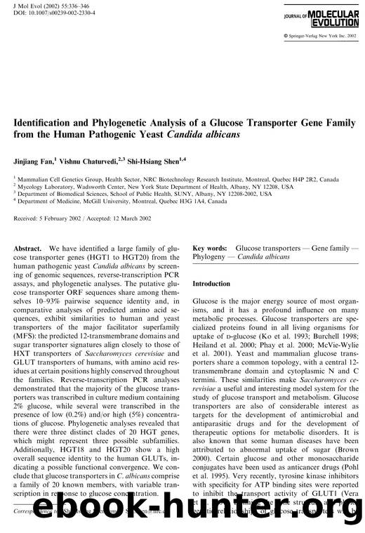 Identification and Phylogenetic Analysis of a Glucose Transporter Gene Family from the Human Pathogenic Yeast Candida albicans by Fan J. et al