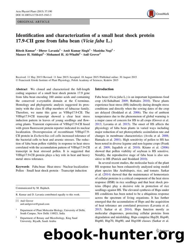 Identification and characterization of a small heat shock protein 17.9-CII gene from faba bean (Vicia faba L.) by unknow
