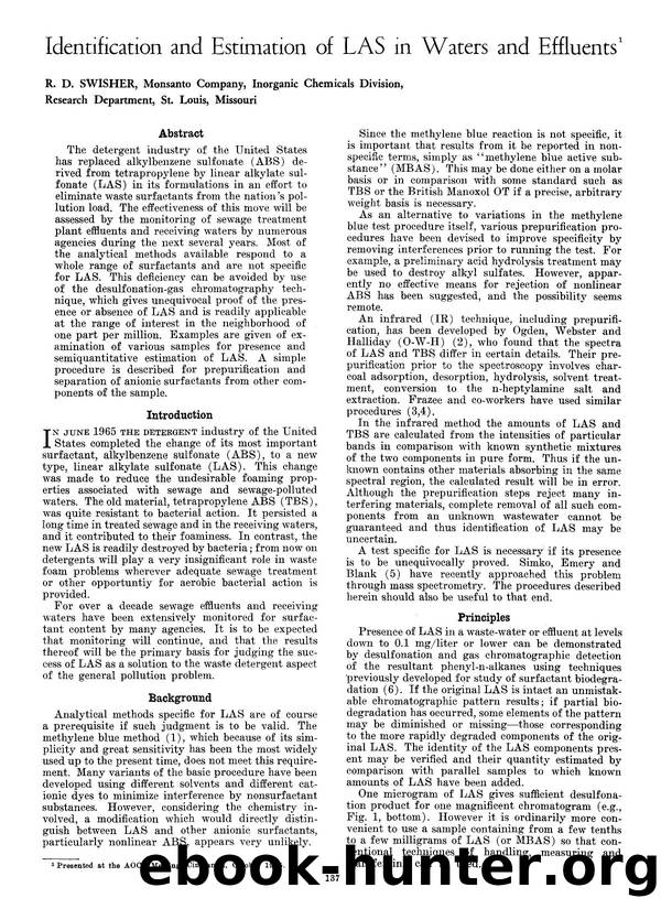 Identification and estimation of LAS in waters and effluents by Unknown