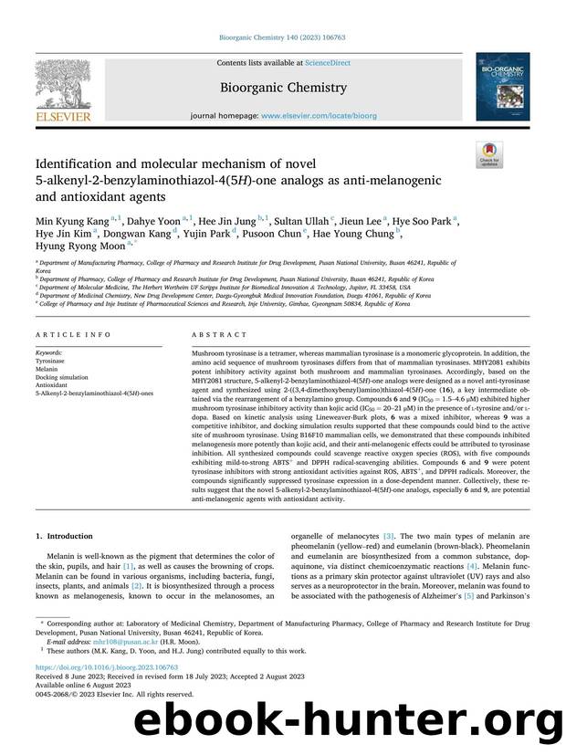 Identification and molecular mechanism of novel 5-alkenyl-2-benzylaminothiazol-4(5 H )-one analogs as anti-melanogenic and antioxidant agents by unknow