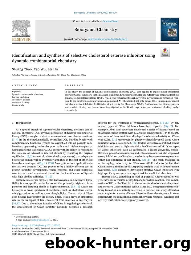 Identification and synthesis of selective cholesterol esterase inhibitor using dynamic combinatorial chemistry by Shuang Zhao & Yao Wu & Lei Hu