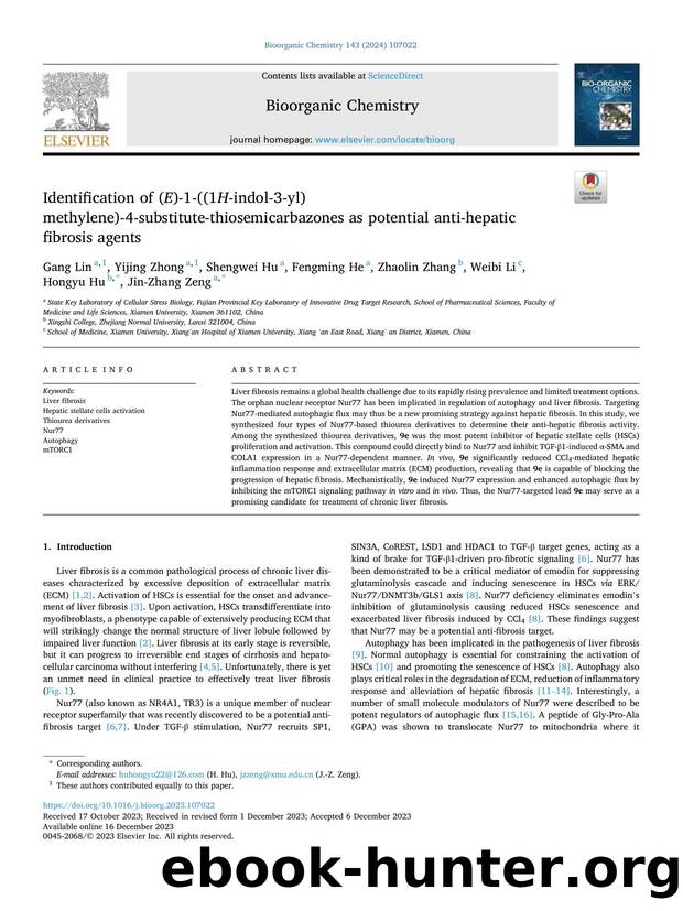 Identification of ( E )-1-((1 H -indol-3-yl)methylene)-4-substitute-thiosemicarbazones as potential anti-hepatic fibrosis agents by unknow