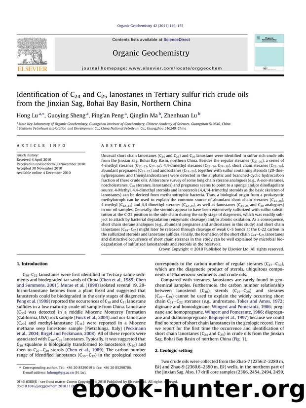 Identification of C24 and C25 lanostanes in Tertiary sulfur rich crude oils from the Jinxian Sag, Bohai Bay Basin, Northern China by Hong Lu & Guoying Sheng & Ping’an Peng & Qinglin Ma & Zhenhuan Lu