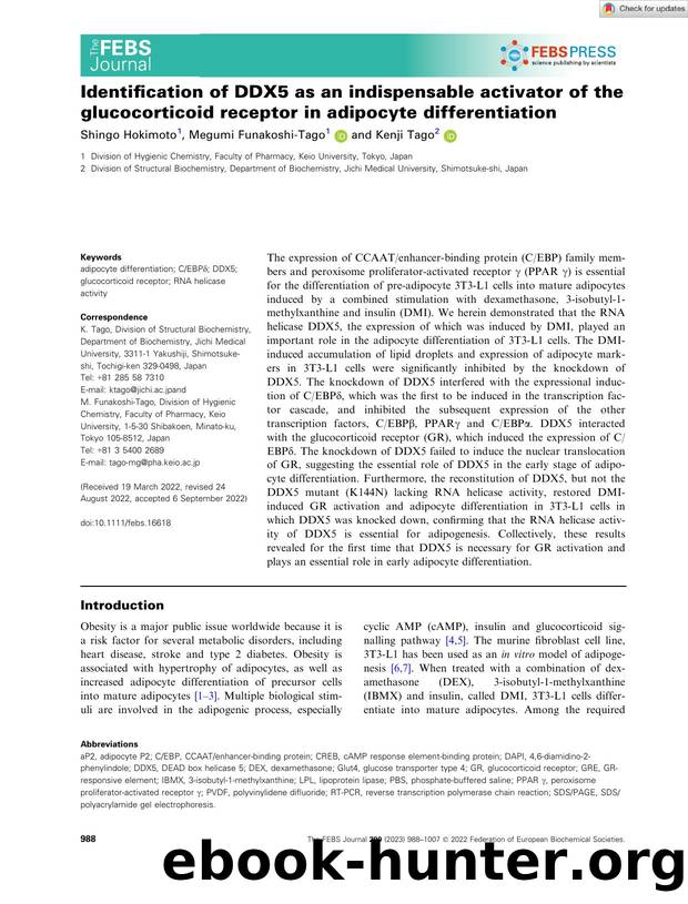 Identification of DDX5 as an indispensable activator of the glucocorticoid receptor in adipocyte differentiation by Unknown