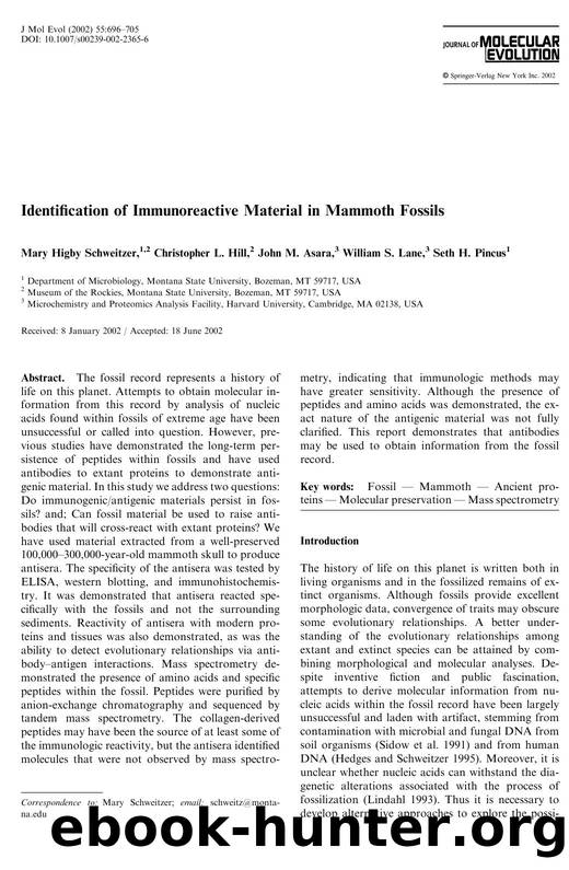 Identification of Immunoreactive Material in Mammoth Fossils by Schweitzer M.H. et al