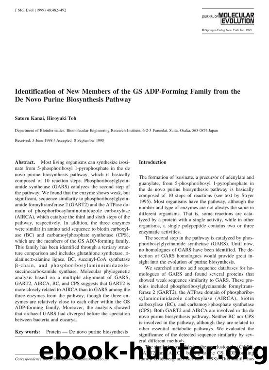 Identification of New Members of the GS ADP-Forming Family from the De Novo Purine Biosynthesis Pathway by Kanai S. et al