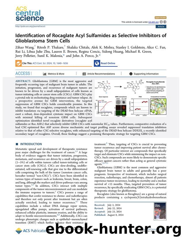 Identification of Rocaglate Acyl Sulfamides as Selective Inhibitors of Glioblastoma Stem Cells by unknow
